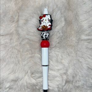 Cute Hello Kitty Halloween Pen with Red and White Beads